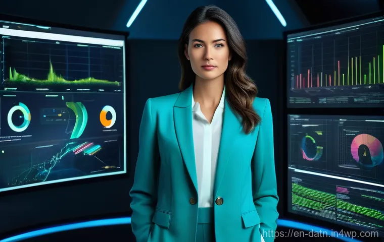 빅데이터 분석 프레임워크에서의 성과 측정 - **Image Prompt 1: Navigating the Data Deluge to Insight**
"A diverse female professional, mid-30...