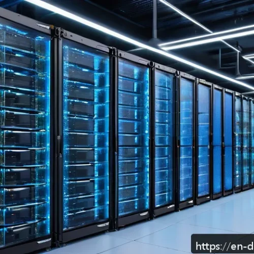 빅데이터 분석 프레임워크의 확장성 평가 - A futuristic data center environment showcasing a modular microservices architecture: multiple trans...